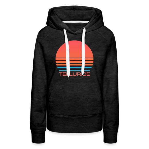 Premium Women's Telluride, Colorado Hoodie - Retro 80s - charcoal grey
