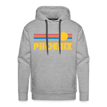 Premium Phoenix, Arizona Hoodie - Retro Sun Premium Men's Phoenix Sweatshirt / Hoodie - heather grey