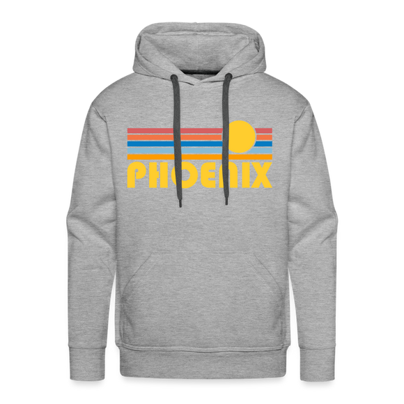 Premium Phoenix, Arizona Hoodie - Retro Sun Premium Men's Phoenix Sweatshirt / Hoodie - heather grey