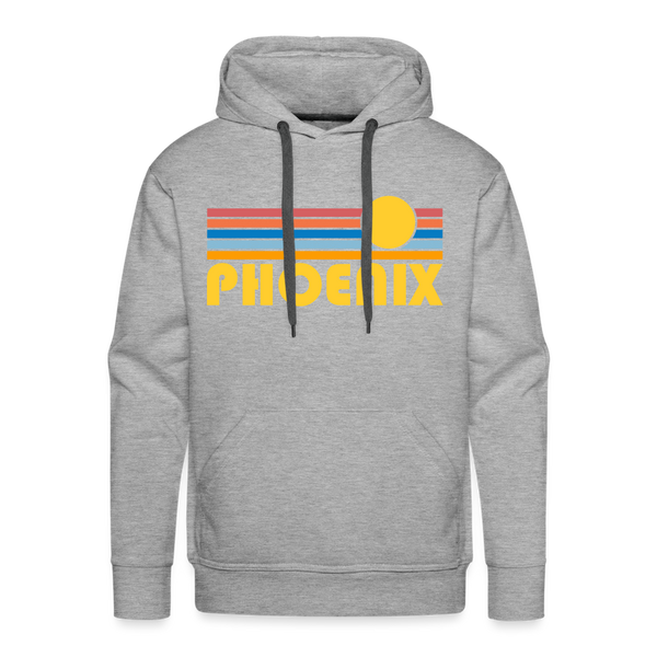 Premium Phoenix, Arizona Hoodie - Retro Sun Premium Men's Phoenix Sweatshirt / Hoodie - heather grey