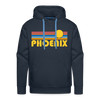 Premium Phoenix, Arizona Hoodie - Retro Sun Premium Men's Phoenix Sweatshirt / Hoodie - navy