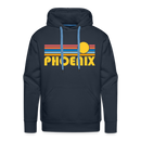Premium Phoenix, Arizona Hoodie - Retro Sun Premium Men's Phoenix Sweatshirt / Hoodie - navy