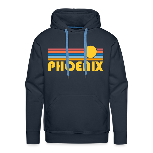 Premium Phoenix, Arizona Hoodie - Retro Sun Premium Men's Phoenix Sweatshirt / Hoodie - navy