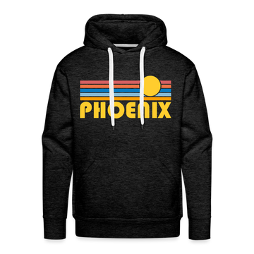 Premium Phoenix, Arizona Hoodie - Retro Sun Premium Men's Phoenix Sweatshirt / Hoodie - charcoal grey