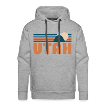 Premium Utah Hoodie - Retro Mountain Premium Men's Utah Sweatshirt / Hoodie - heather grey