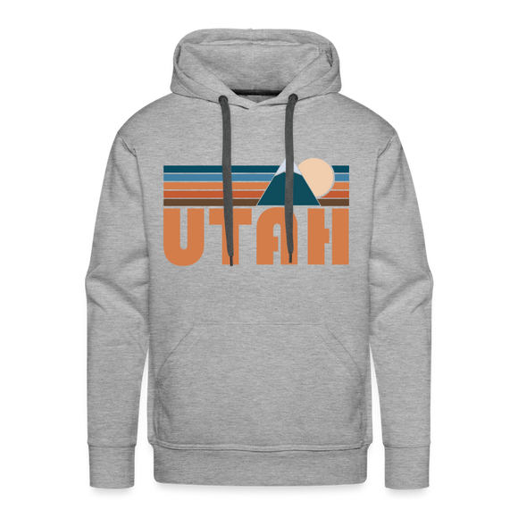 Premium Utah Hoodie - Retro Mountain Premium Men's Utah Sweatshirt / Hoodie - heather grey