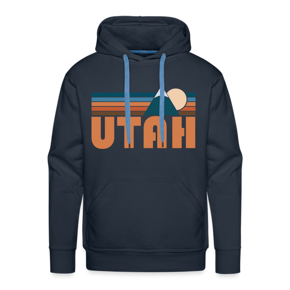 Premium Utah Hoodie - Retro Mountain Premium Men's Utah Sweatshirt / Hoodie - navy
