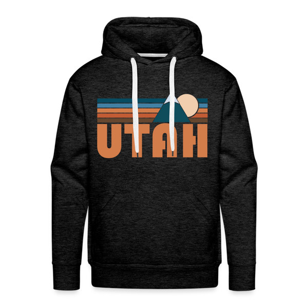Premium Utah Hoodie - Retro Mountain Premium Men's Utah Sweatshirt / Hoodie - charcoal grey