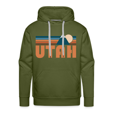 Premium Utah Hoodie - Retro Mountain Premium Men's Utah Sweatshirt / Hoodie - olive green