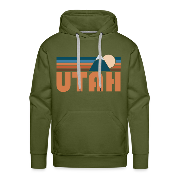 Premium Utah Hoodie - Retro Mountain Premium Men's Utah Sweatshirt / Hoodie - olive green