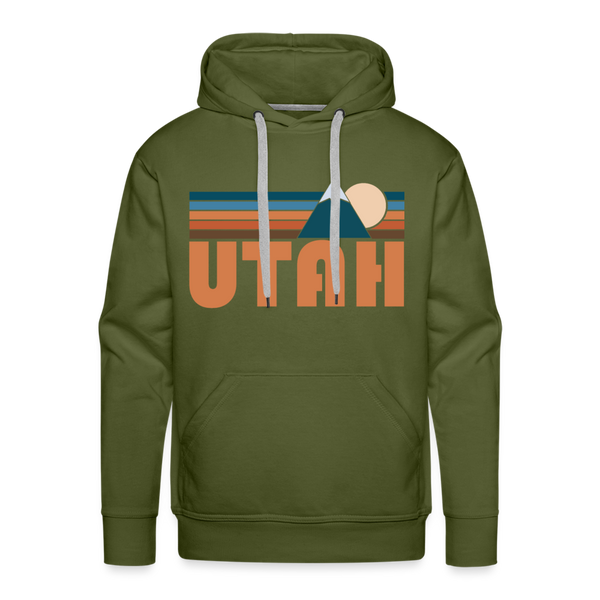 Premium Utah Hoodie - Retro Mountain Premium Men's Utah Sweatshirt / Hoodie - olive green