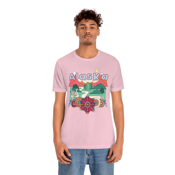 Alaska T-Shirt - Retro Mountain / Hippie Style Alaska Shirt