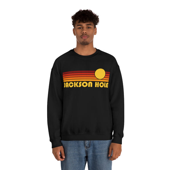 Jackson Hole, Wyoming Sweatshirt - Unisex Retro Sunset