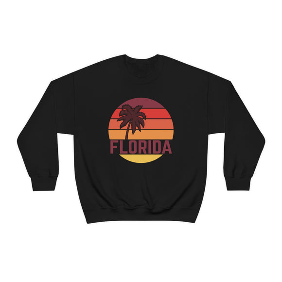 Florida Sweatshirt - Unisex Retro Palm Tree Florida Crewneck Sweatshirt