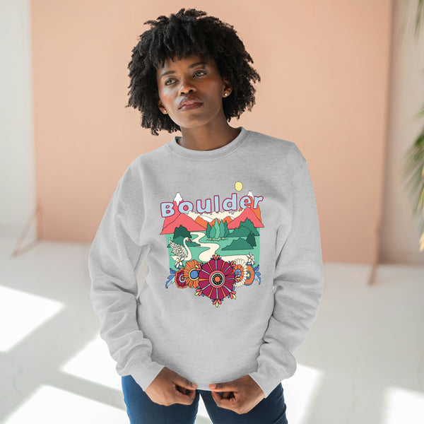 Premium Boulder, Colorado Crewneck Sweatshirt - Retro Unisex Sweatshirt