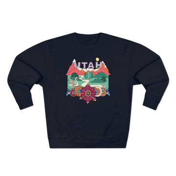 Buy navy Premium Utah Crewneck Sweatshirt - Retro Unisex Sweatshirt