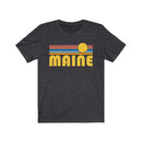 Maine T-Shirt - Retro Sunrise Adult Unisex Maine T Shirt-1