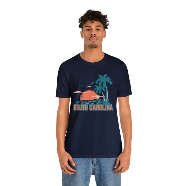South Carolina T-Shirt - Retro Palm Tree & Beach Unisex South Carolina Shirt