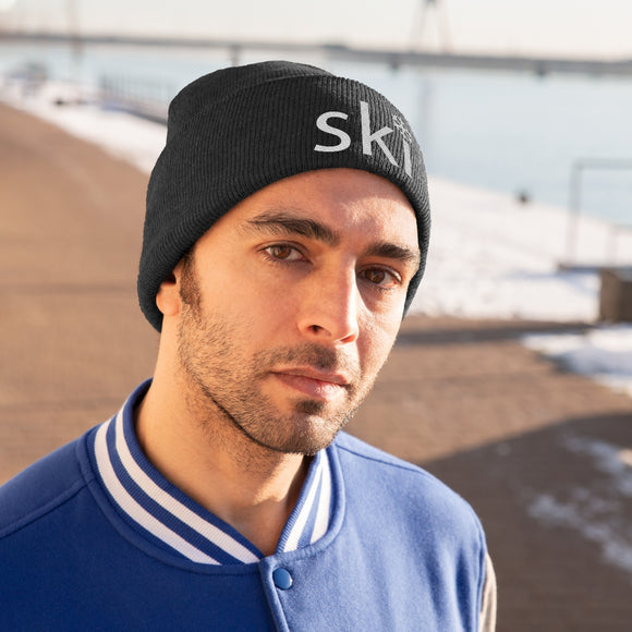 Ski Knit Beanie - Adult Embroidered Snowflake Ski Knit Hat