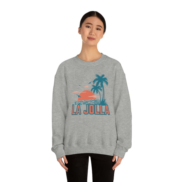 La Jolla, California Sweatshirt - Unisex Retro Palm Tree Crewneck La Jolla Sweatshirt