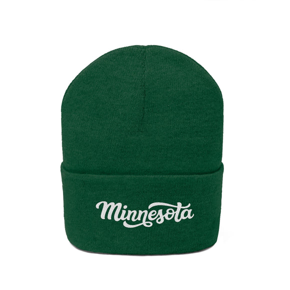 Minnesota Beanie - Adult Hand Lettered Embroidered Minnesota Knit Hat