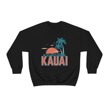 Buy black Kauai, Hawaii Sweatshirt - Unisex Retro Palm Tree Crewneck Kauai Sweatshirt