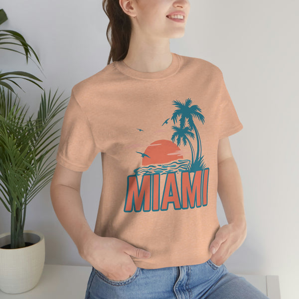 Miami, Florida T-Shirt - Retro Palm Tree & Beach Unisex Miami Shirt