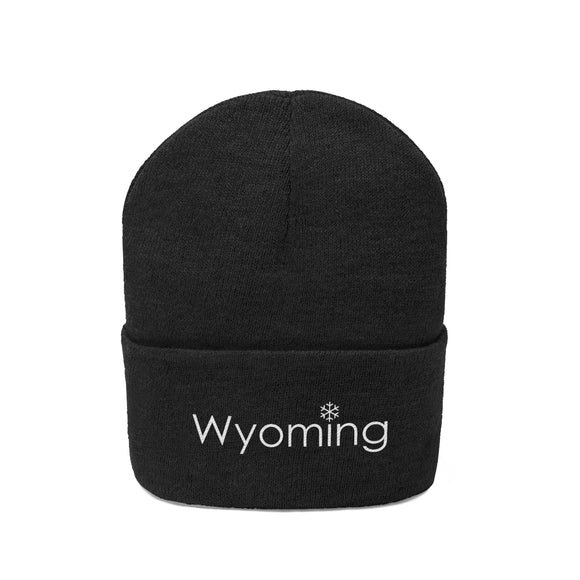 Wyoming Knit Beanie - Adult Embroidered Snowflake Wyoming Knit Hat