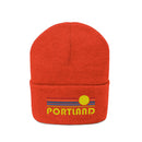 Portland, Oregon Beanie - Adult Embroidered Retro Sunset Portland Knit Hat-6