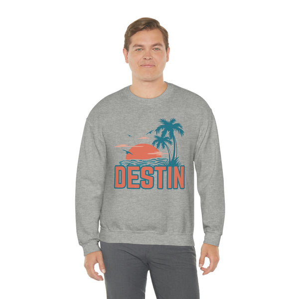 Destin, Florida Sweatshirt - Unisex Retro Palm Tree Crewneck Destin Sweatshirt