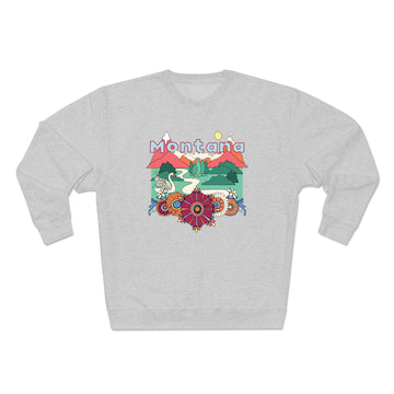 Buy heather-grey Premium Montana Crewneck Sweatshirt - Retro Unisex Sweatshirt