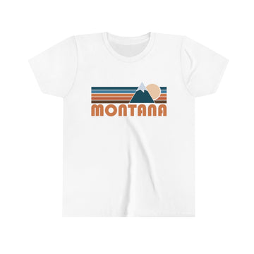 Montana Youth T-Shirt - Retro Mountain Montana Kid's TShirt - 0