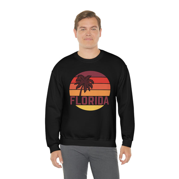 Florida Sweatshirt - Unisex Retro Palm Tree Florida Crewneck Sweatshirt