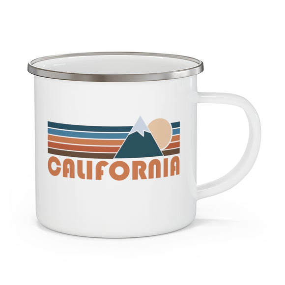 California Camp Mug - Retro Mountain Enamel Campfire California Mug