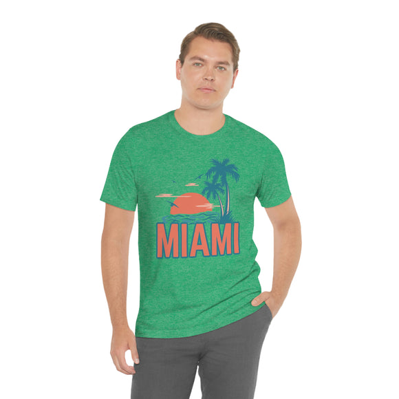 Miami, Florida T-Shirt - Retro Palm Tree & Beach Unisex Miami Shirt