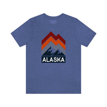 Buy heather-true-royal Alaska T-Shirt - Retro Mountain Unisex Alaska Shirt - Chevron Peaks