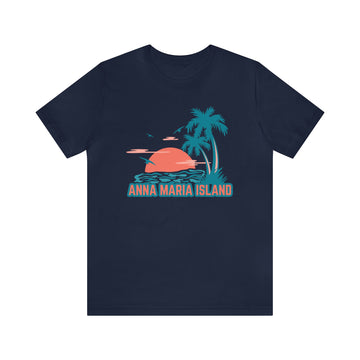 Buy navy Anna Maria Island, Florida T-Shirt - Retro Palm Tree &amp; Beach Unisex Anna Maria Island Shirt