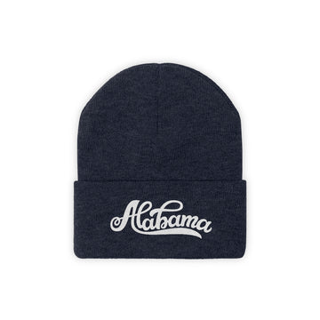 Buy true-navy Alabama Beanie - Adult Hand Lettered Embroidered Alabama Knit Hat