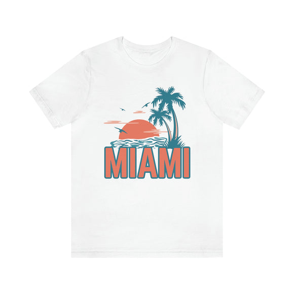 Miami, Florida T-Shirt - Retro Palm Tree & Beach Unisex Miami Shirt