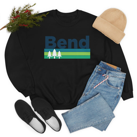 Bend, Oregon Sweatshirt - Retro Trees Unisex