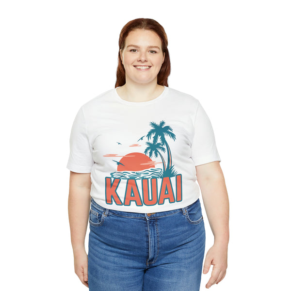 Kauai, Hawaii T-Shirt - Retro Palm Tree & Beach Unisex Kauai Shirt