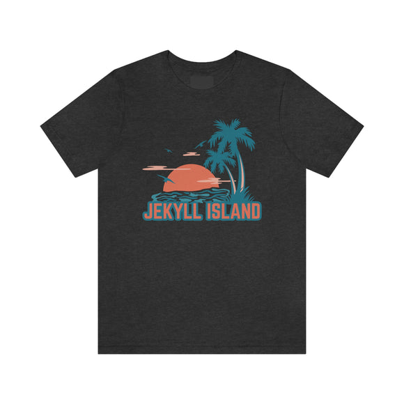 Jekyll Island, Georgia T-Shirt - Retro Palm Tree & Beach Unisex Jekyll Island Shirt