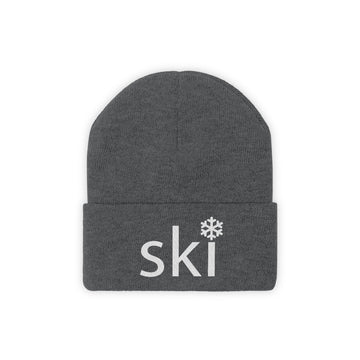 Buy graphite-heather Ski Knit Beanie - Adult Embroidered Snowflake Ski Knit Hat