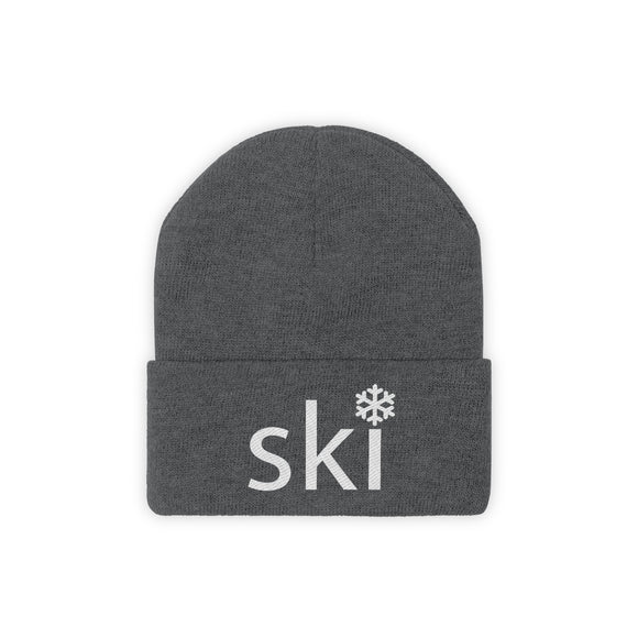 Ski Knit Beanie - Adult Embroidered Snowflake Ski Knit Hat