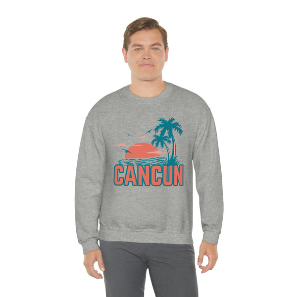 Cancun, Mexico Sweatshirt - Unisex Retro Palm Tree Crewneck Cancun Sweatshirt