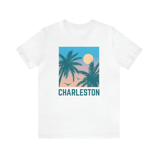 Charleston, South Carolina T-Shirt - Retro Palm Tree & Beach Unisex Charleston Shirt