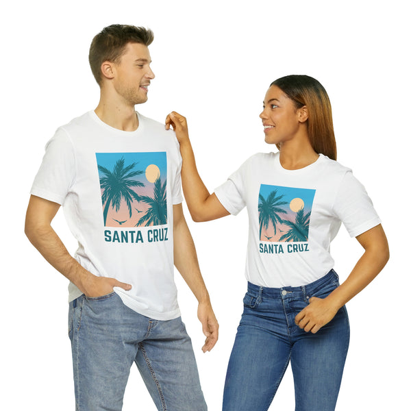 Santa Cruz, California T-Shirt - Retro Palm Tree & Beach Unisex Santa Cruz Shirt