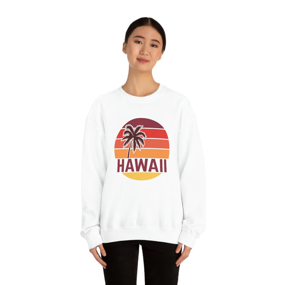 Hawaii Sweatshirt - Unisex Retro Palm Tree Hawaii Crewneck Sweatshirt