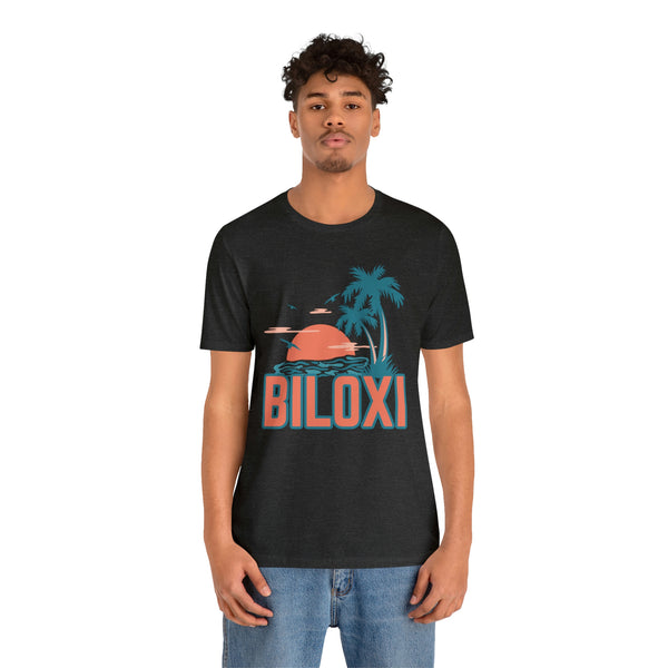 Biloxi, Mississippi T-Shirt - Retro Palm Tree & Beach Unisex Biloxi Shirt