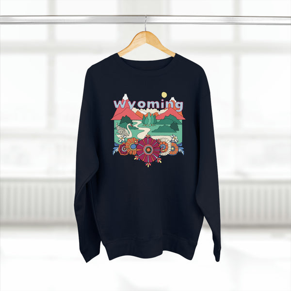 Premium Wyoming Crewneck Sweatshirt - Retro Unisex Sweatshirt